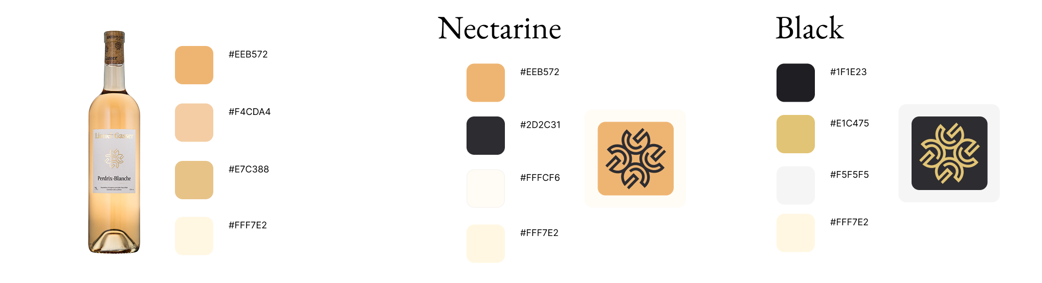 Color palette for the Les Vins Lionel Gasser website