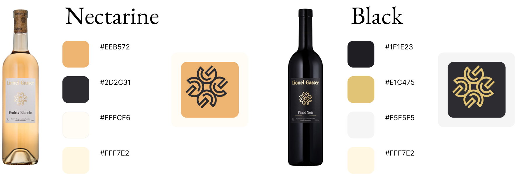 Color palette for the Les Vins Lionel Gasser website