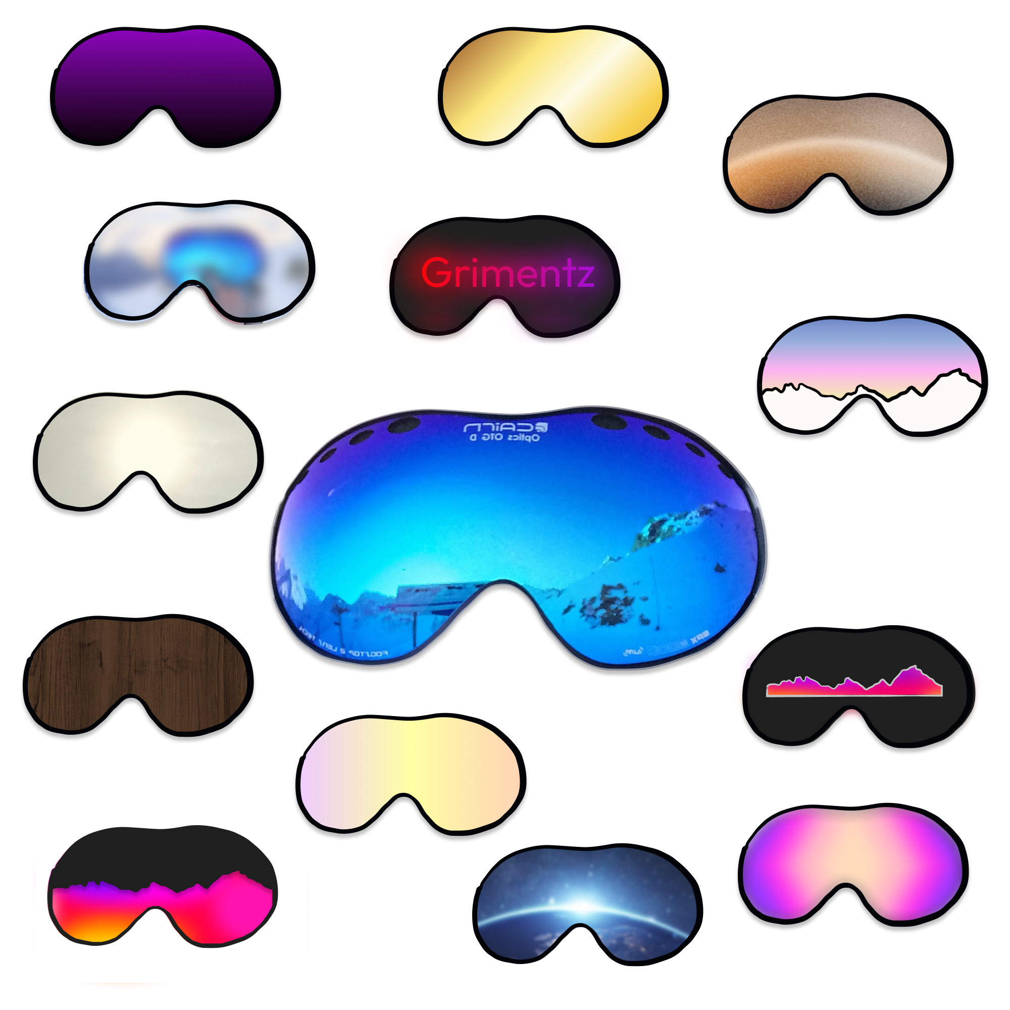 Drawing of several artistic mask reflection