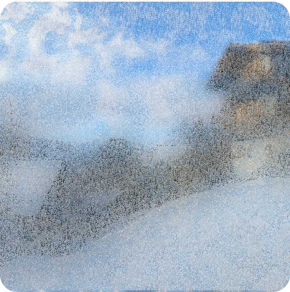 Illustration of a frozen window in the morning