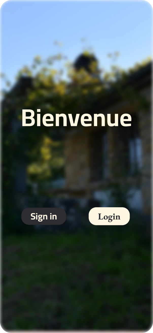 Welcome screen of the Les Vins Lionel Gasser app