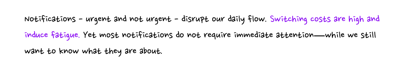 Notifications disrupt our daily flow drawing - Text